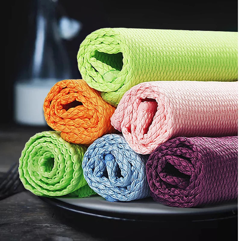 1/5/10Pcs Kitchen Towel Dish Cloth Absorbable Glass Microfiber Cloth Cleaning Wipes Window Car Towel Rag Kitchen Accessories Oasis Select