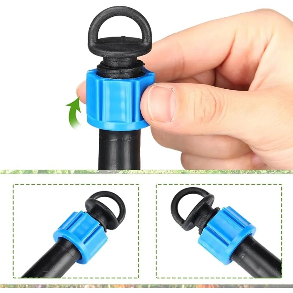 50pcs 16mm Drip Tape Valve Micro Irrigation Watering Save Labyrinth Type Joints Valve Connect to Hose Oasis Select
