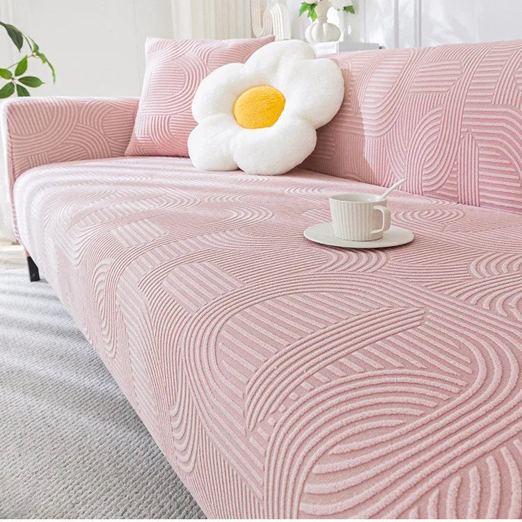 Cream-style Fully Wrapped Sofa Cover All-season Lazy Sofa Cover Cat Scratch-resistant Sofa Cushion Couch Covers for Sofas Oasis Select Rose powder 1 1 person 90-140cm