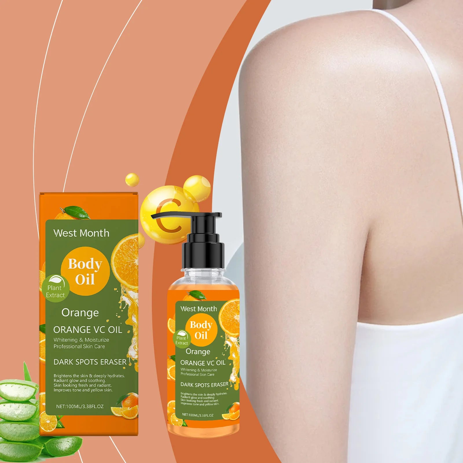 Vitamin C Brightening Body Oil Evens Out Skin Tone Improves Dullness Provides Long-Lasting Hydration and Moisturizes Body Oil Oasis Select