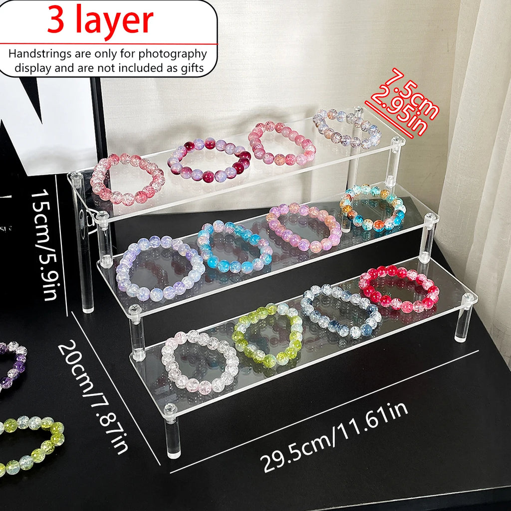 1pc Bracelet Jewelry Acrylic Display Stand Transparent/Black Jewelry Storage Stand Dressing Table Display Stand Store Stand Oasis Select 3layers-Transparent