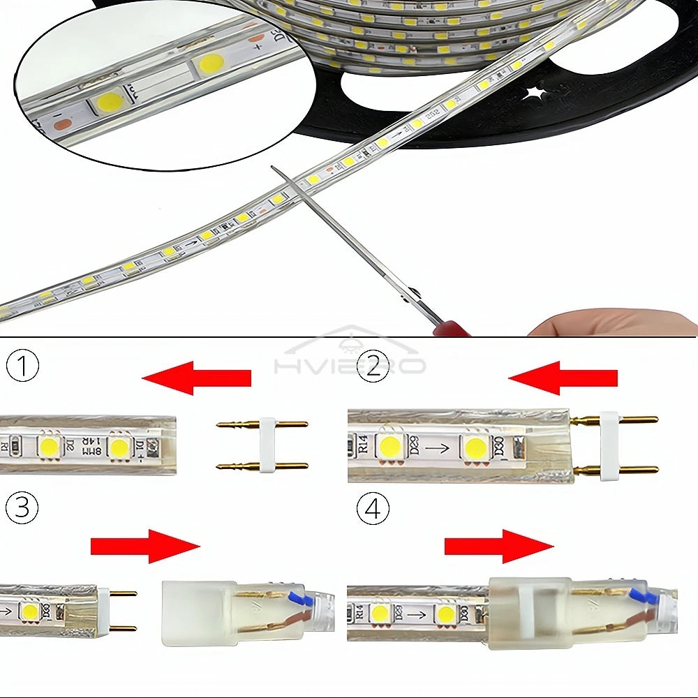 HVIERO 1M IP67 Waterproof 5050 SMD LED Strip Light 220V