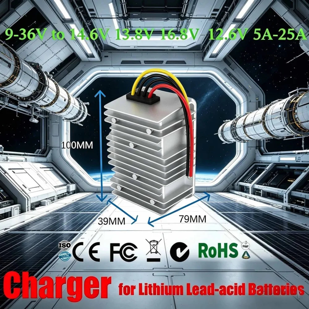 9-36V 12V 24V to 16.8V 14.6V 12.6V 13.8V 1A-25A Constant Current DC Battery Charger for Lead-acid Lithium Lifepo4 Batteries Oasis Select