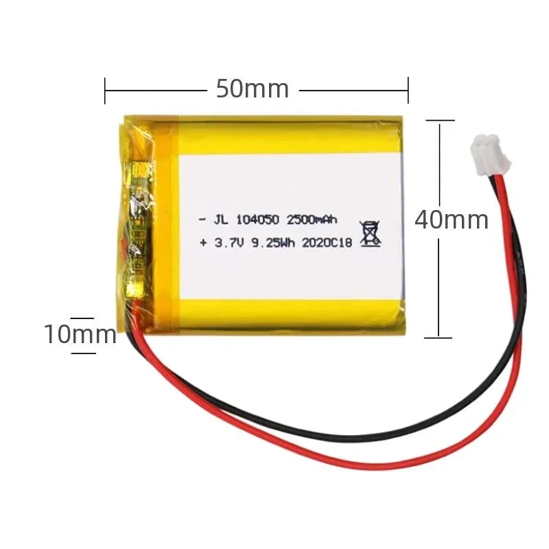 Rechargeable 104050 3.7V Large Capacity 2500mAh Li-Po Battery Lithium Polymer Lipo Cells for GPS MP3 4 5 Driving Recorder Camera Oasis Select
