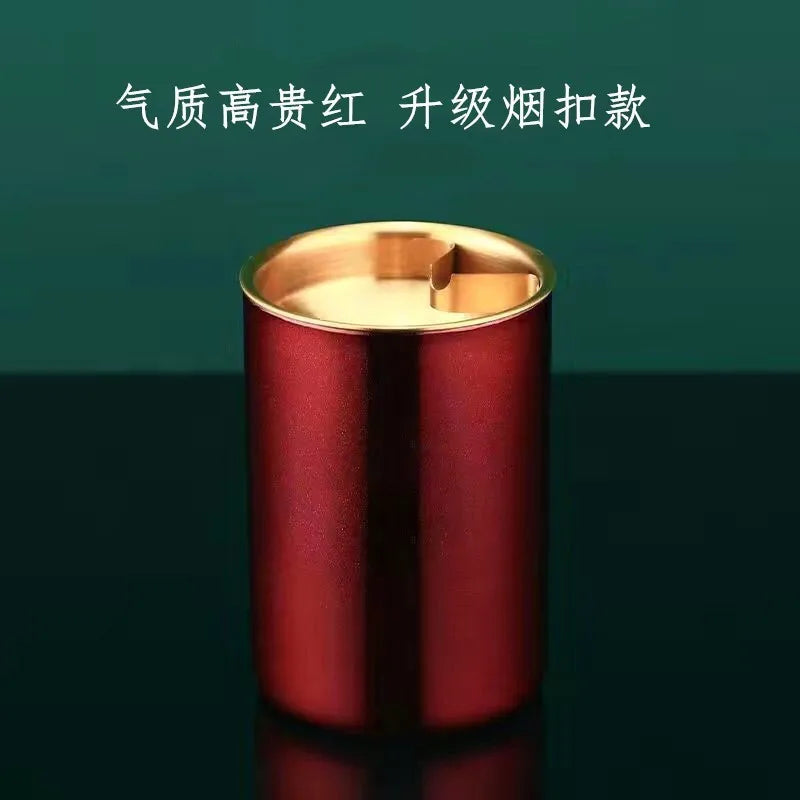 Creative Stainless Steel Ashtray Household and Car Anti-fly Ash and Anti-drop Ashtray Bar Funnel with Lid Ashtray Oasis Select Coguihong