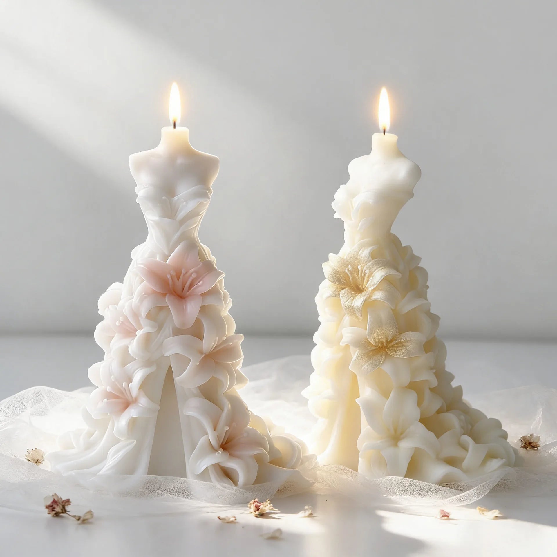 3D Lily Wedding Dress Silicone Mold for Candle Making DIY Soap Resin Craft Bridal Shower Decor Candle Mold Oasis Select