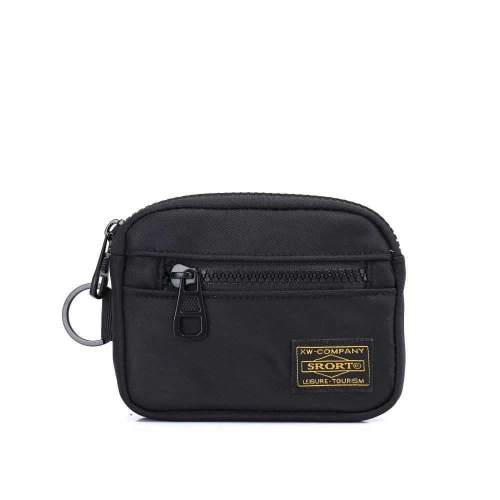 Fashion Canvas Coin Purse Card Holder Solid Color Storage Bag Zipper Earphone Bag Boy Oasis Select black