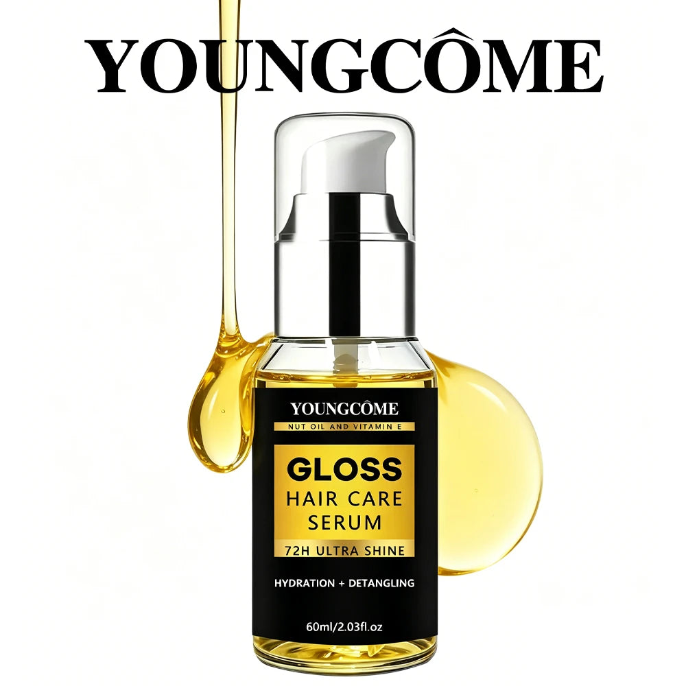 YOUNGCOME Nut Oil & Vitamin E Hair Serum | 72H Shine & Frizz Control Leave-In Hair Serum Oasis Select