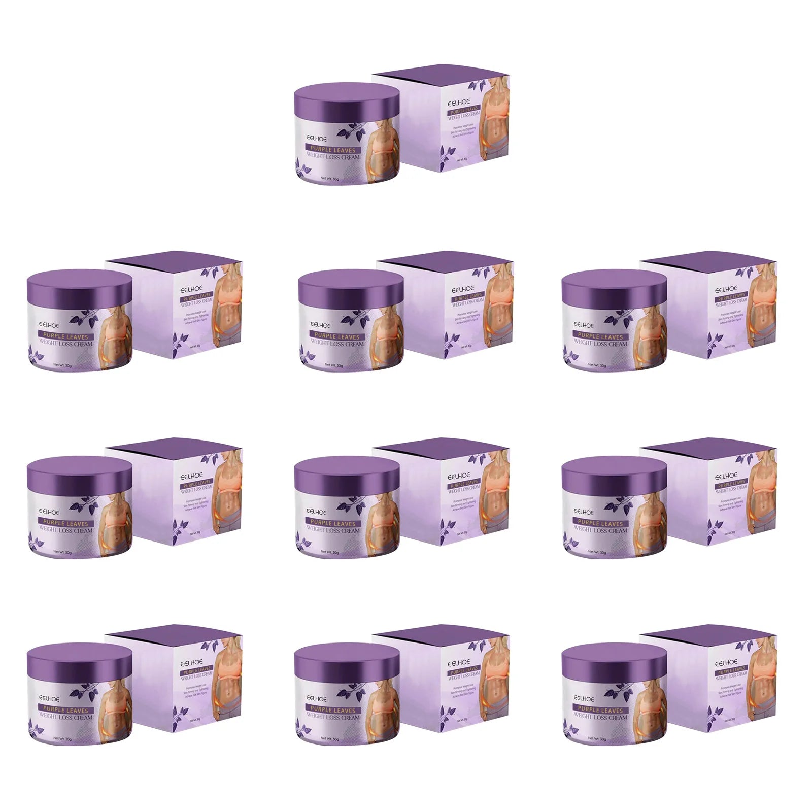 EELHOE Purple Leaf Slimming & Firming Body Cream 30g Slimming Body Cream Oasis Select 10 x 30g Boxed