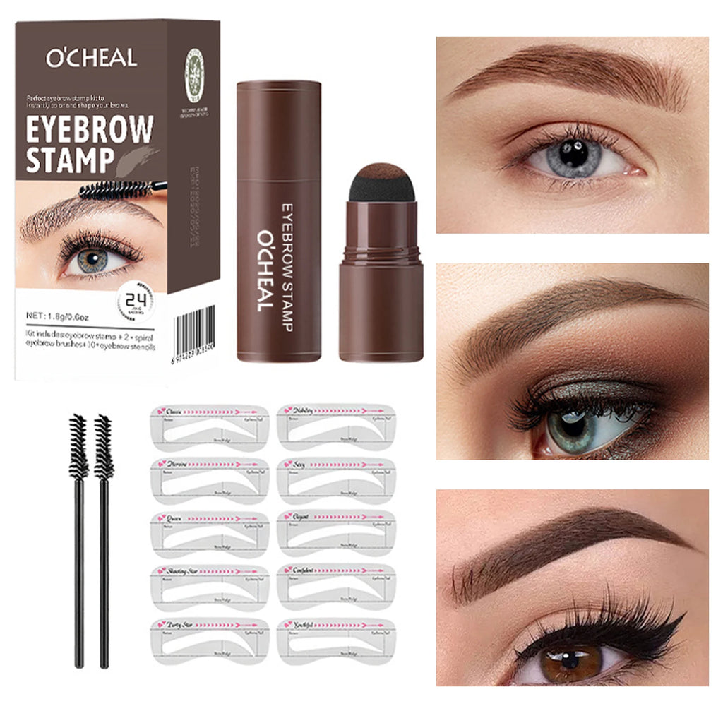 O'CHEAL One Step Eyebrow Stamp Shaping Kit Set Hair Cover Up Powder Contouring Stick Hairline Shadow Powder Brow Shape 10 Pcs Oasis Select