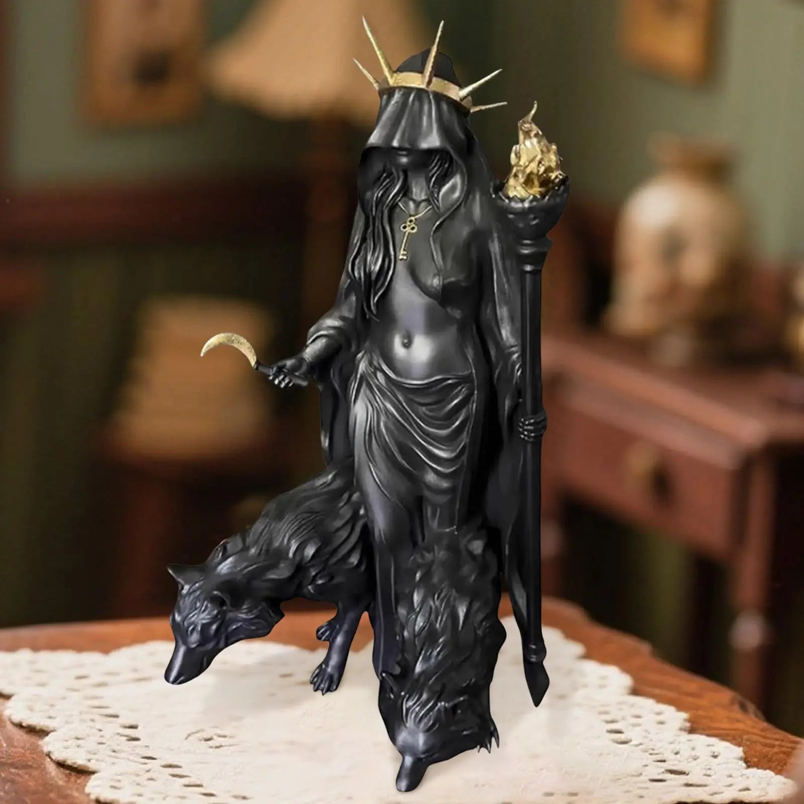Hekate Niktipolos Goddess Figurine | Pagan Altar Sculpture Goddess Altar Figurine Oasis Select