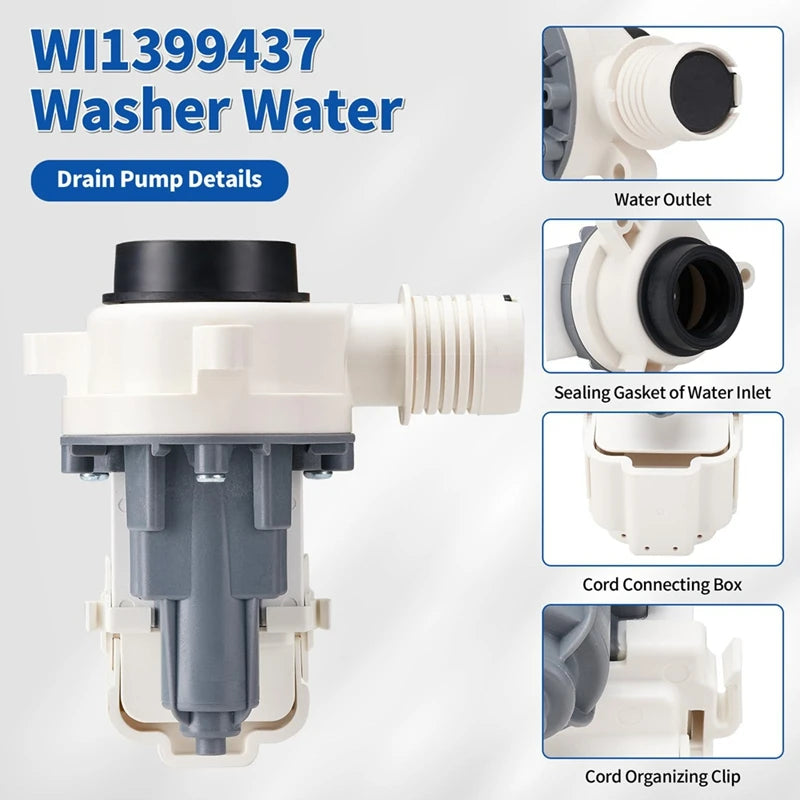 WISH W11399437 W11259498 Washer Drain Pump OEM Parts 120V 60Hz 1.2A For Whirlpool Maytag Kenmore Oasis Select