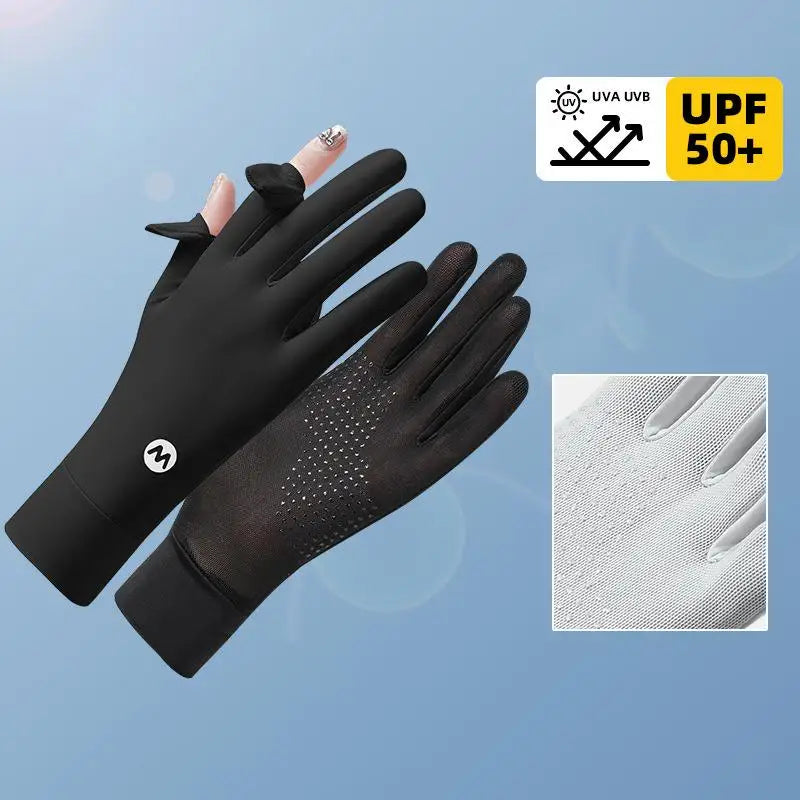 Ice Silk Gloves for Women 1 Pair Summer Sun Protection Lightweight UV Proof Gloves for Outdoor Sports and Travel Oasis Select 1 Black