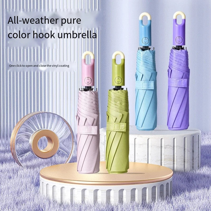 Doughnut Hook Umbrella Black Rubber Automatic Umbrella Buckle Rain Rain Dual Purpose Sunscreen UV Protection Sunshade Umbrella Oasis Select