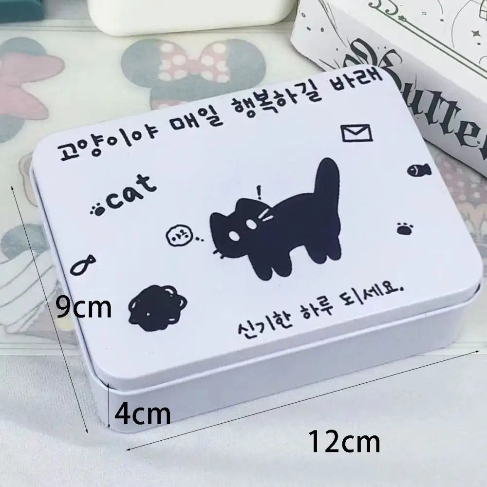 Cartoon Iron Storage Box Big Capacity Small Card Storage Box Desktop Storage School Stationery Kpop Photocards Oasis Select