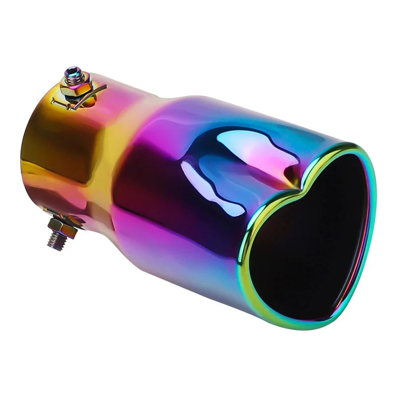 Car Parts New Design Heart Shape Style Car Accessories 2.5 Inch Stainless Steel Silver Colorful Exhaust Tips Muffler Tail Pipe Oasis Select one size Multicolor
