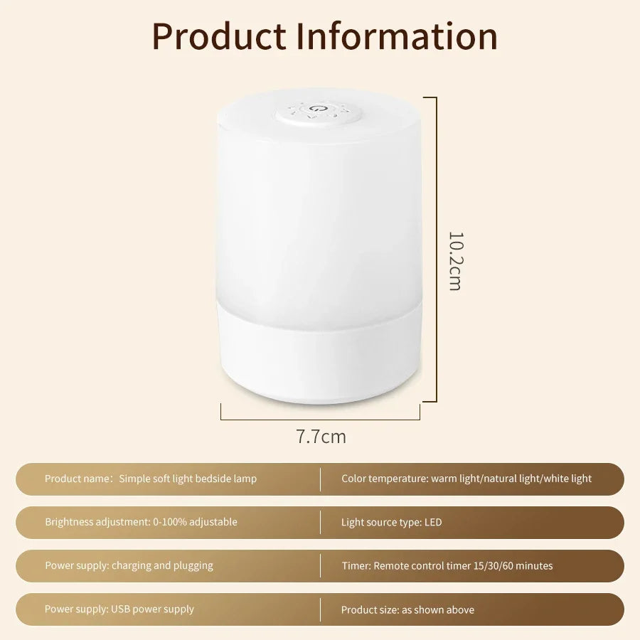 Dimmable LED Touch Night Light – Rechargeable Bedside Lamp LED Night Light Oasis Select Not Remote Control