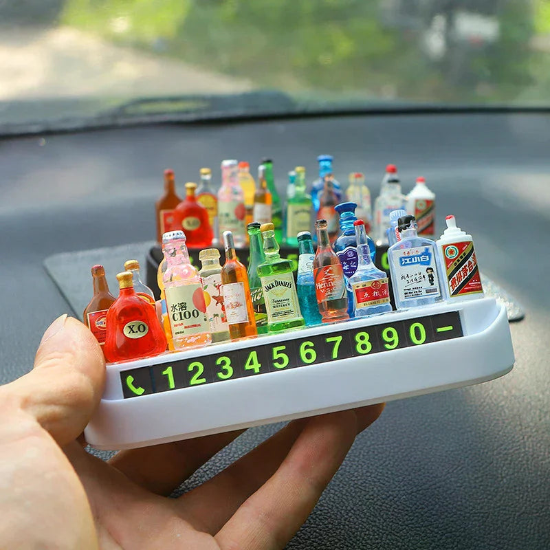 Chic Vehicle Short-term Parking Display with 15 Random Wine Bottles DIY Movement Contact Number Plate Change Parking License Oasis Select