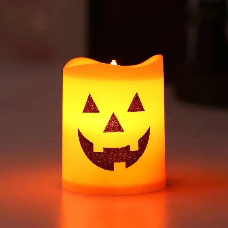 6-60PCS Halloween Flickering LED Candle Holder Skull Ghost Pumpkin Lantern Spooky Decoration for Haunted House Centerpiece Oasis Select