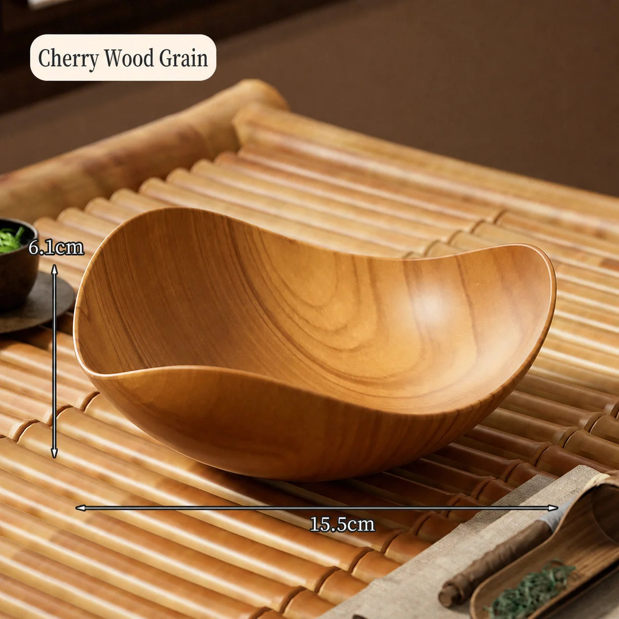 Triangular Fruit Bowl | Retro Wood Grain Snack Serving Platter