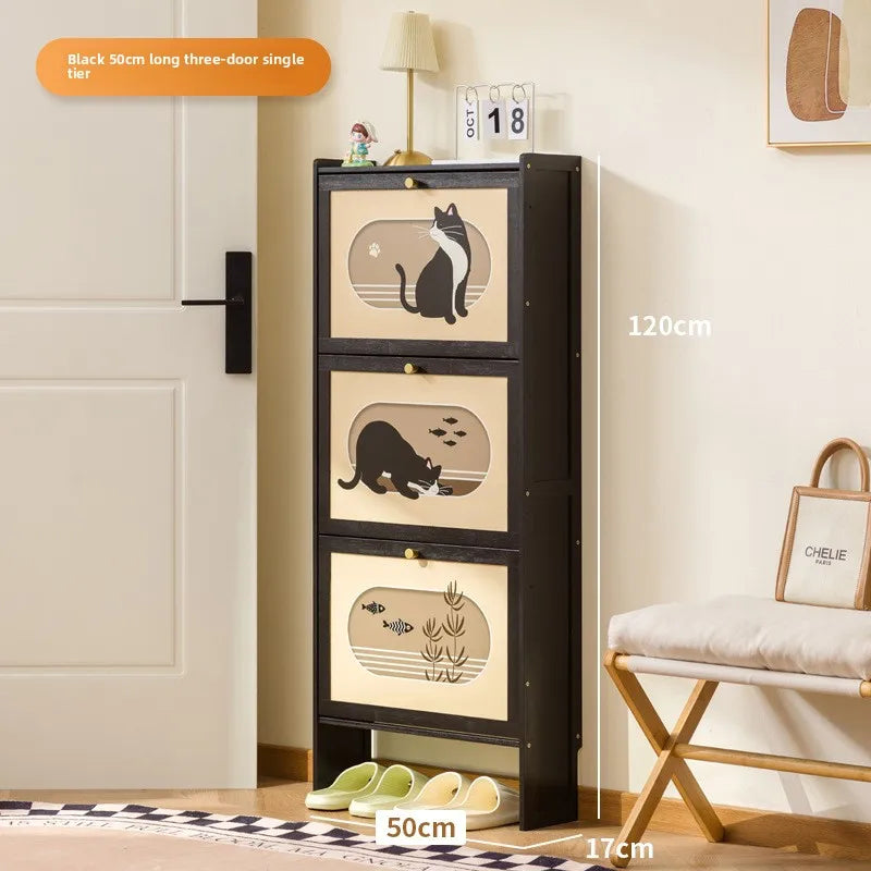 multi-layer strong and durable storage cabinet at the door of the home, good-looking indoor dust-proof Nanzhu shoe cabinet Oasis Select Black 3-50