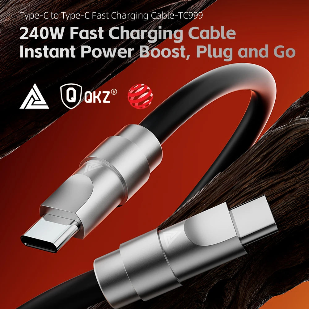 QKZ Type C 240W Super Fast Charging Cable PD 240W Flash Charging QKZ TC999 USBC Cable Oasis Select