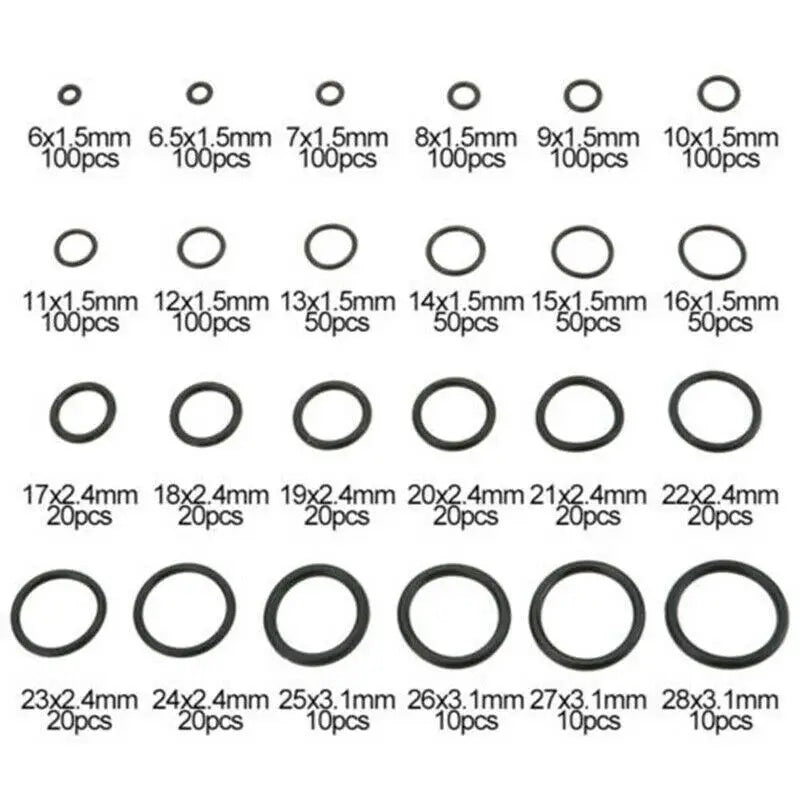 NBR Nitrile O-Ring Set 740/1200pcs – Oil & Waterproof Seals O-Ring Seal Kit Oasis Select