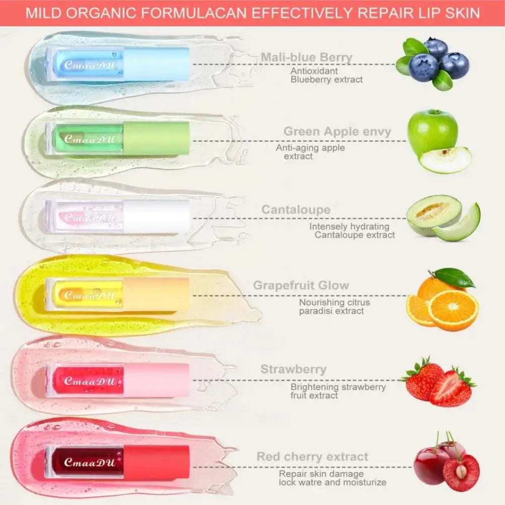 CmaaDu 6-Piece Color Changing Fruit Lip Gloss Set | Lip Oil