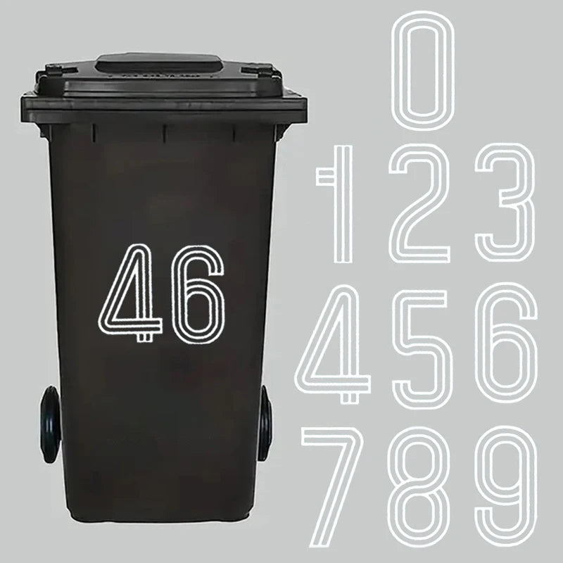 Wheelie Bin Stickers Stripes Number Self Adhesive Waterproof Stickers 0-9 Decals Outdoor/Indoor For Trash Can Garage Mailboxes Oasis Select