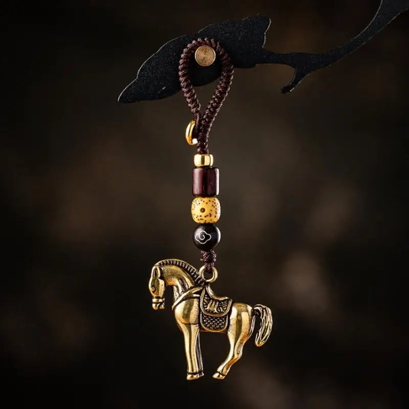 2026 Chinese Zodiac Horse Copper Feng Shui Lucky Pendant Keychain Pendant Keychain Charm Oasis Select