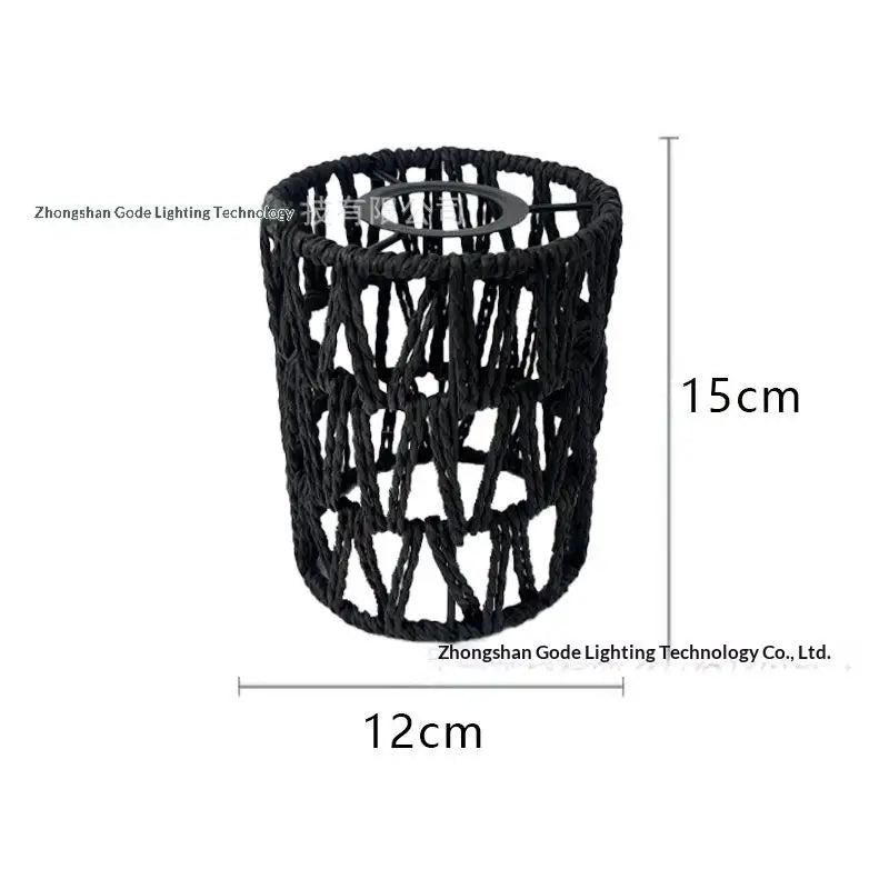 Garden Decor with Handcrafted Boho Woven Paper Rope Rattan Lampshade Oasis Select Black