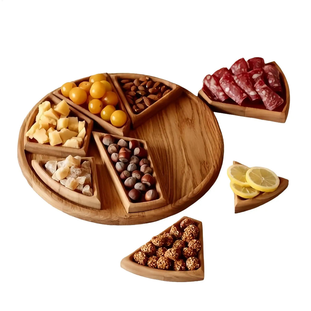 Trays for Serving Food Large Serving Tray with 8 Removable Compartments Wooden Platter Charcuterie Board for Snack Fruit Dessert Oasis Select