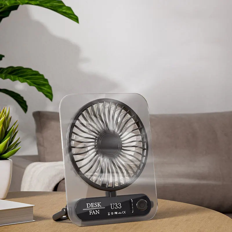 2026 New Transparent Desktop Fan Hanging Brushless Motor Low Noise Natural Wind Digital Display Type C Fan For Office Bedroom Oasis Select B
