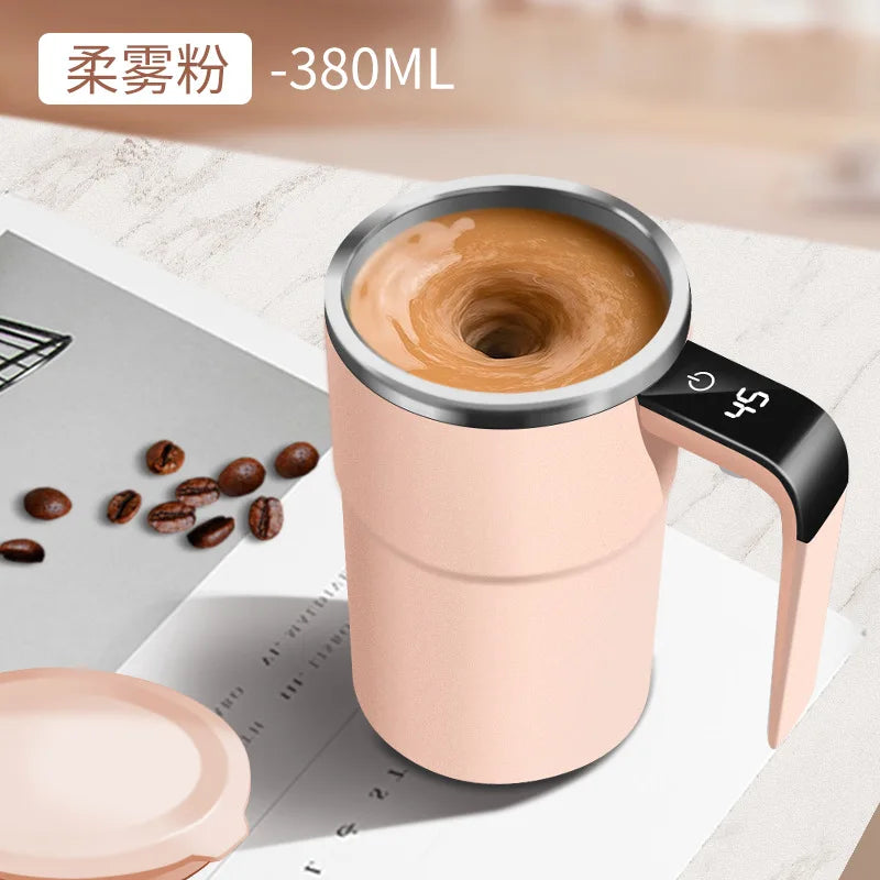 Electric Coffee Mug with LED Temperature Display - One-Touch Operation, Suitable for Mixing Coffee, Milk, Tea, Blended Drinks Oasis Select Pink 380ml