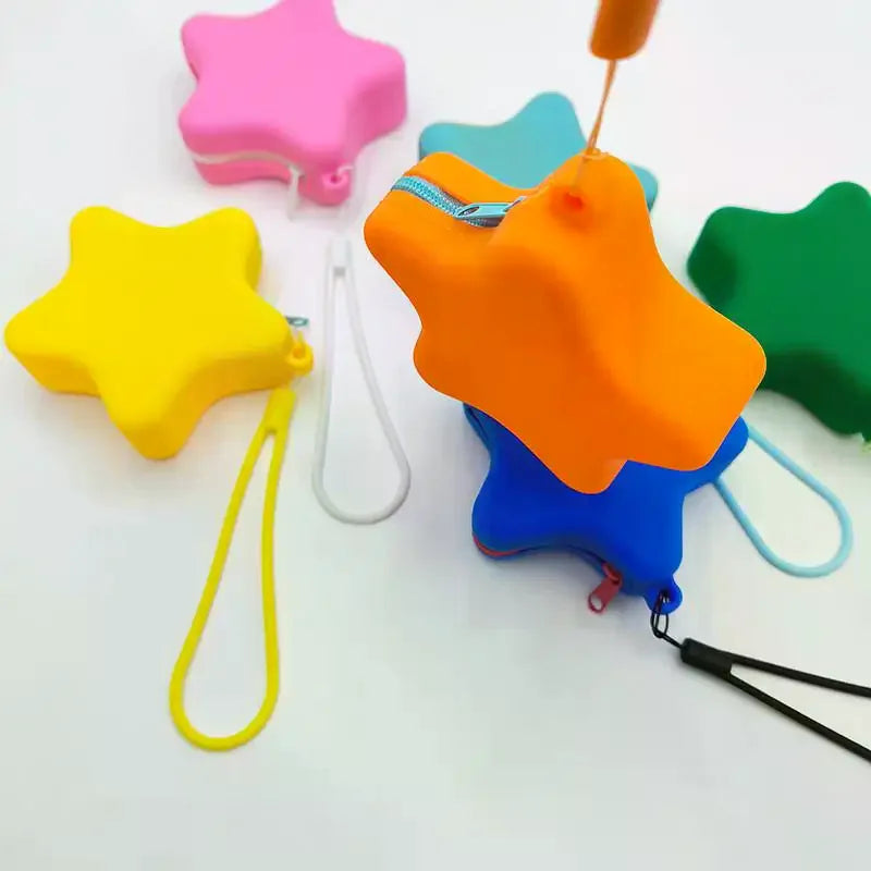 Creative Silicone Coin Purse Portable Zipper Cosmetic Bag Starfish Shape Earphone Bag Women Girls Multifunction Storage Bag Oasis Select