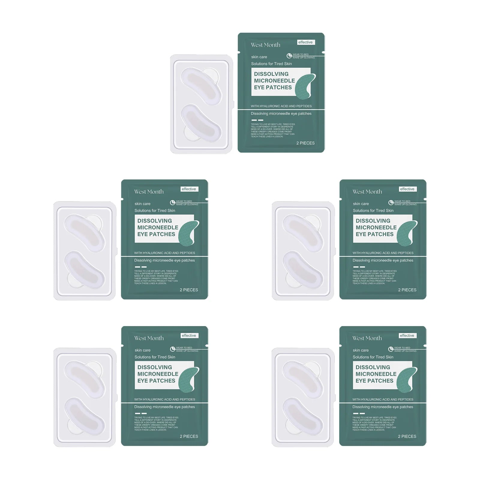 0.25mm Hyaluronic Acid Dissolving Microneedle Eye Patches Hydrogel Eye Mask for Wrinkles Dark Circles Puffiness Anti-Aging Oasis Select 10pieces