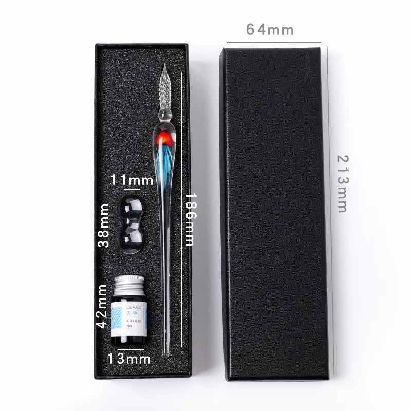 Jellyfish Dip Pen Three-Piece Glass Pen Set Sign Pen Crystal Student Glass Pen Stationery Gift Pen Oasis Select 1
