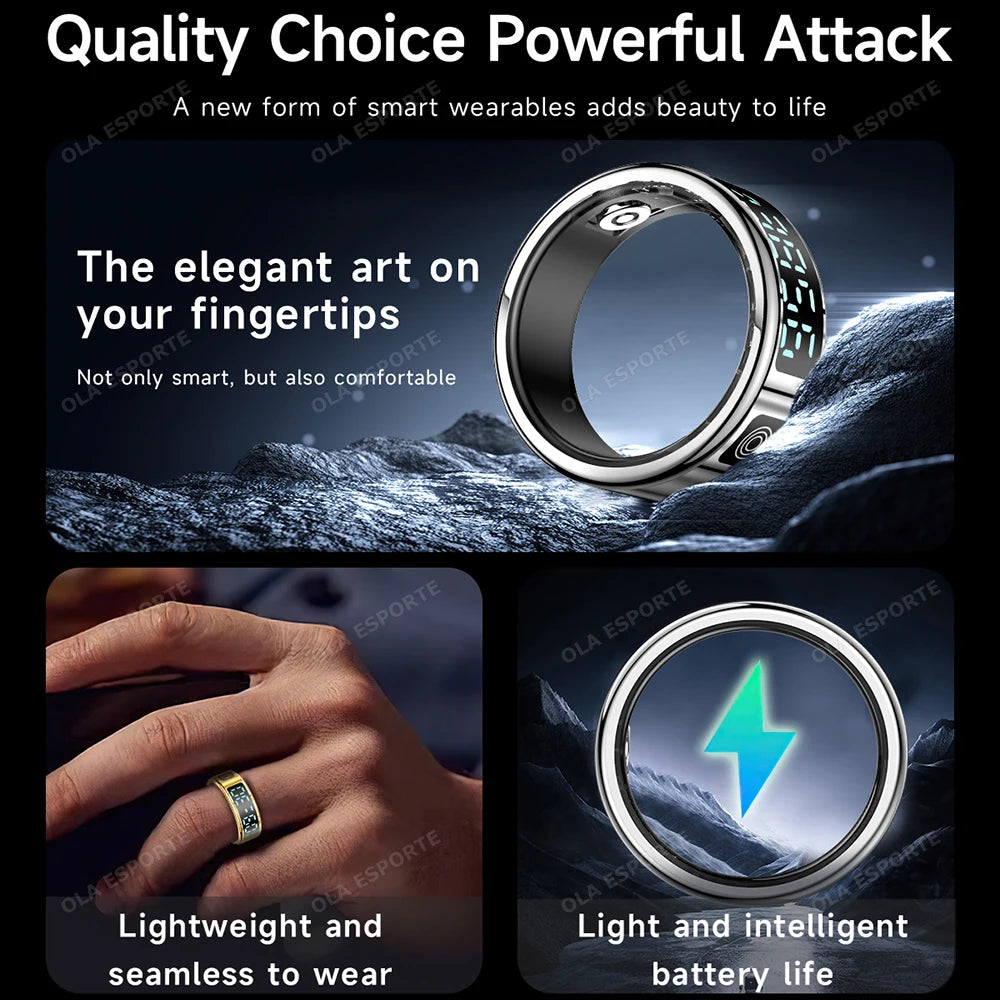 Ola Esporte Smart Ring – LED, Heart Rate & 5ATM Waterproof