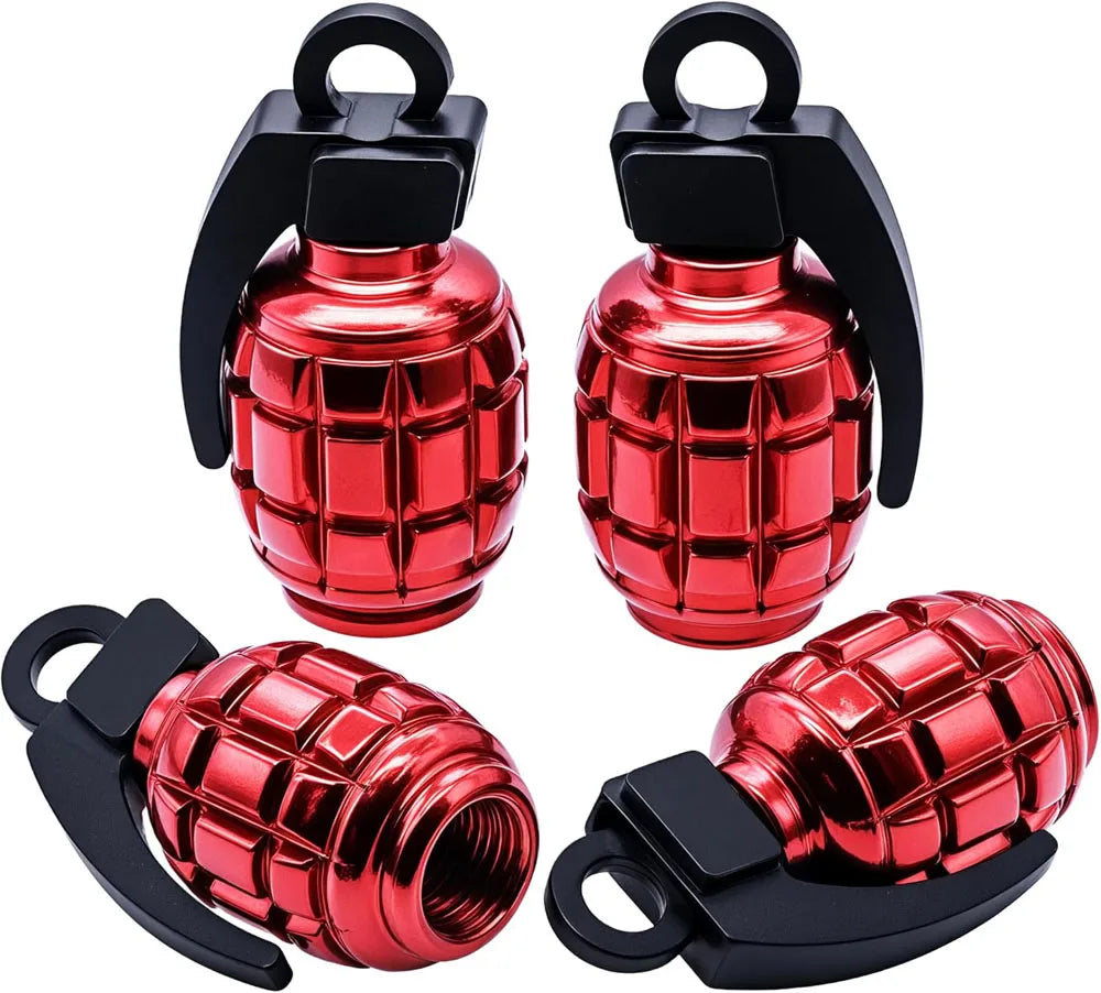 4PCS Colorful Tire Valve Stem Caps, Aluminium Alloy Tire Valve Stem Covers Universal Car Wheel Tire Valve Caps for Cars Trucks Oasis Select Red-4Pcs