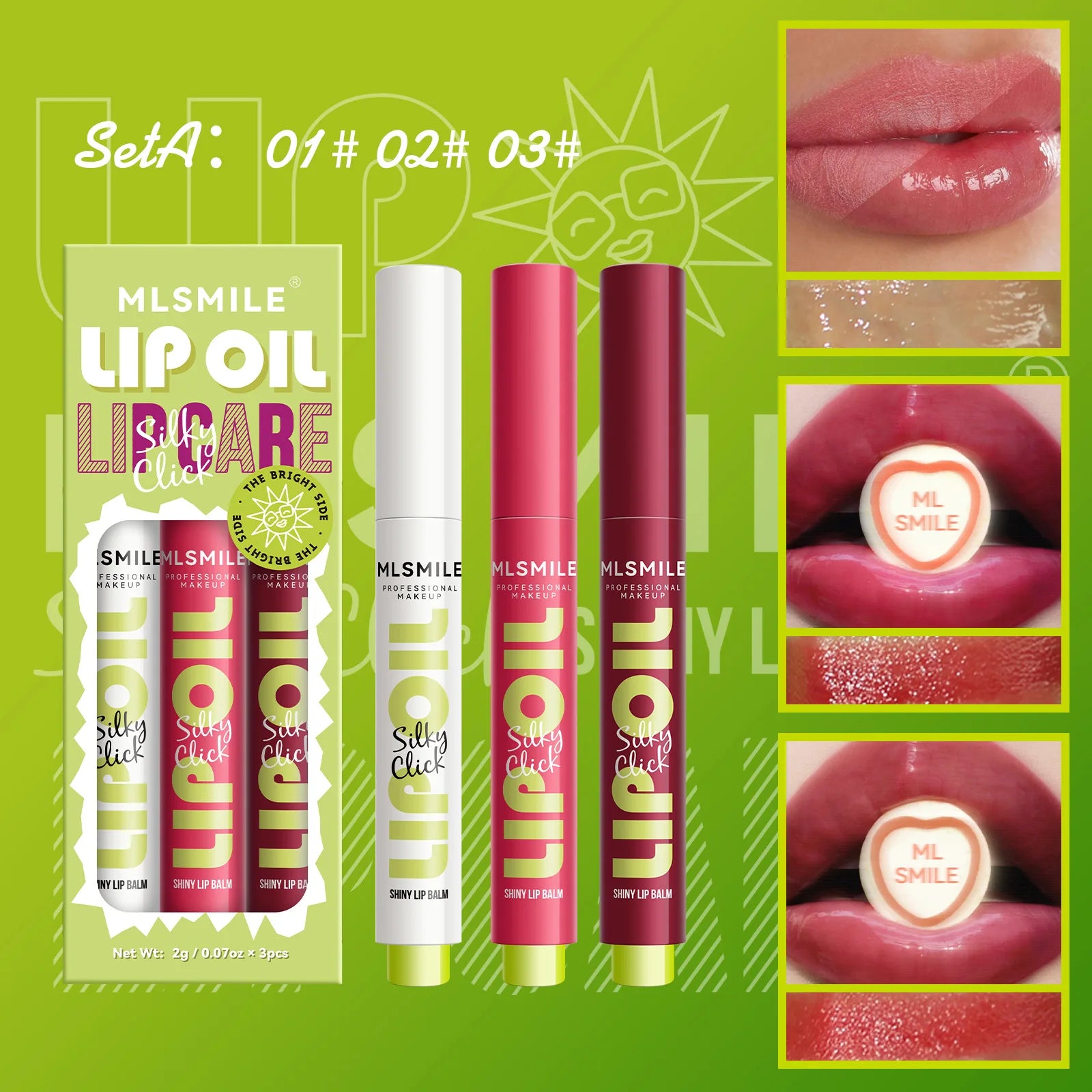 MLSMILE 3-Piece Pearl Lip Gloss Set – Long-Lasting & Moisturizing