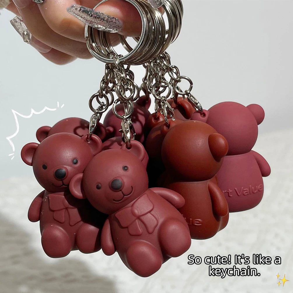 Cute Bear Keychain Matte Lip Mud – Velvet Liquid Lipstick