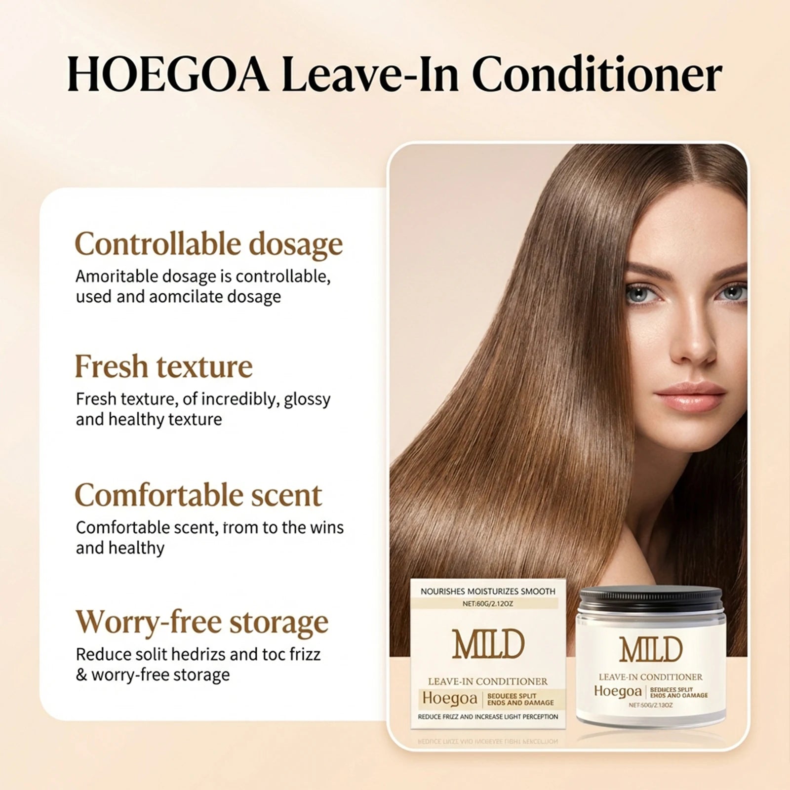 Hydrating Leave-In Hair Cream Nourish Frizzy Lasting Softness Moisturize Non-Greasy Easy To Use Lightweight No-Wash Conditioner Oasis Select