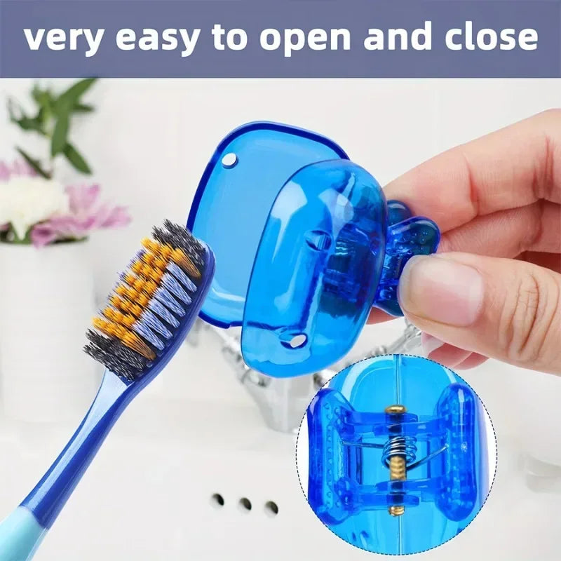 Travel Toothbrush Head Covers Toothbrush Protector Cap Brush Pod Case Protective Portable Plastic Clip For Household Travel Oasis Select