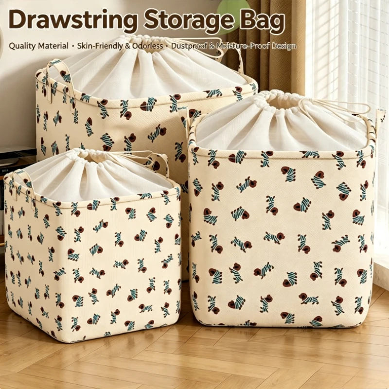 Extra Large Upgraded Large Capacity Storage Bag with Drawstring,Dustproof Quilt Clothes Organizer for Wardrobe, Home Storage Oasis Select