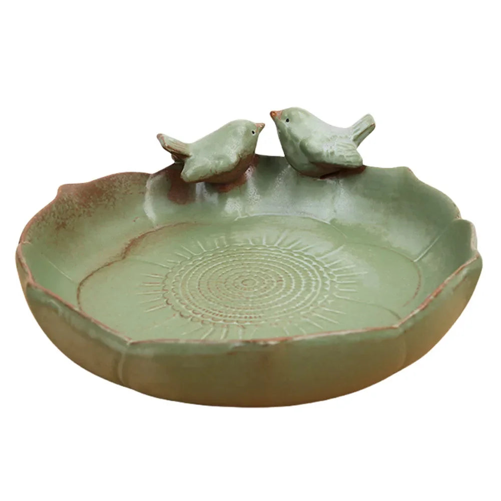 Ceramic Birdbath Bowl & Hummingbird Feeder | Garden Décor Ceramic Birdbath Feeder Oasis Select