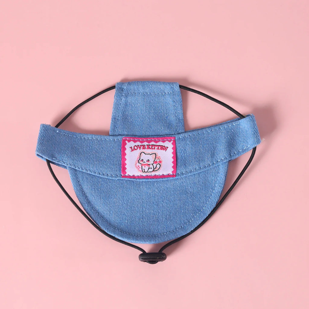 Pet outdoor cowboy sun hats, cats, small and medium-sized dogs, baseball caps, embroidered cartoon cute Shiba Inu headwear caps Oasis Select Pink cat S (about 5 kg)