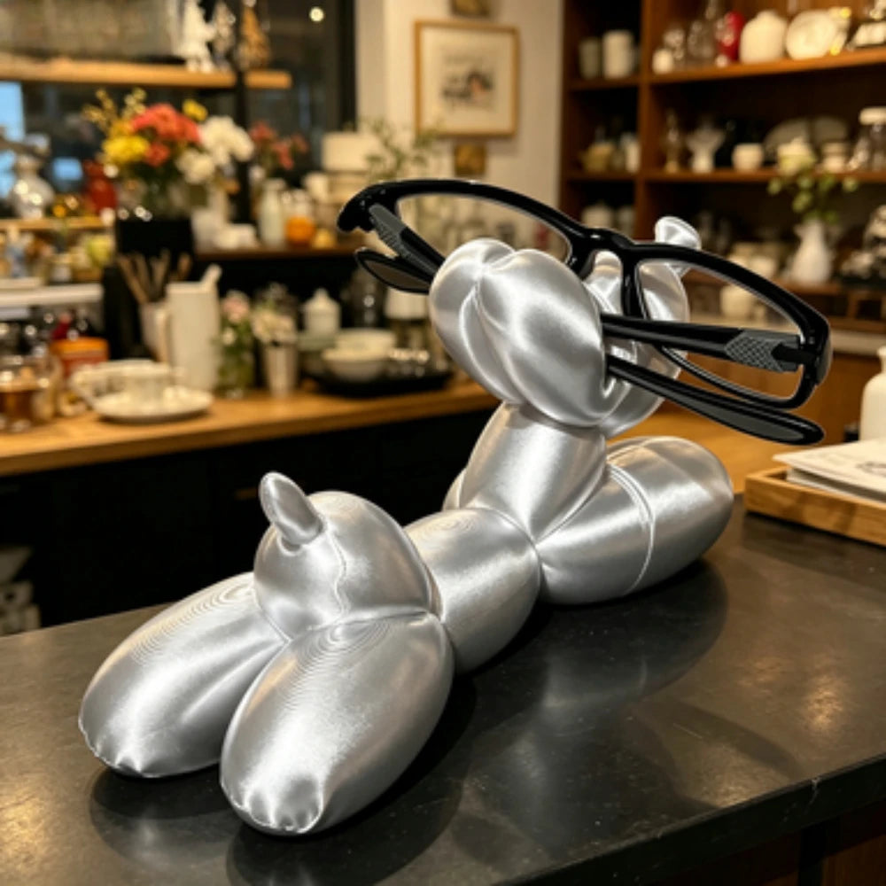 Cute Balloon Dog Eyeglass Holder Figurine Modern Art Desktop Decor Puppy Glasses Stand Ornament for Home Office Desk Decor Gifts Oasis Select