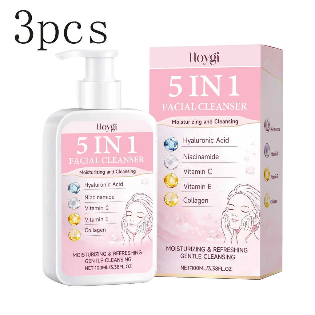Hoygi 5-in-1 Moisturizing Facial Cleanser – Gentle Hydrating Foam