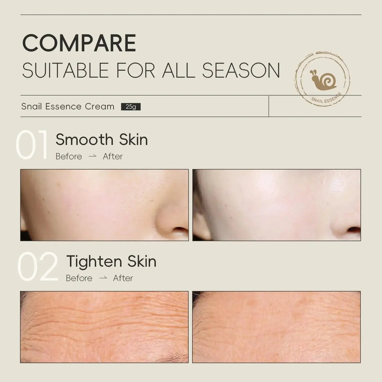 LAIKOU Snail Mucin Face Cream 25g – Hydrating & Firming