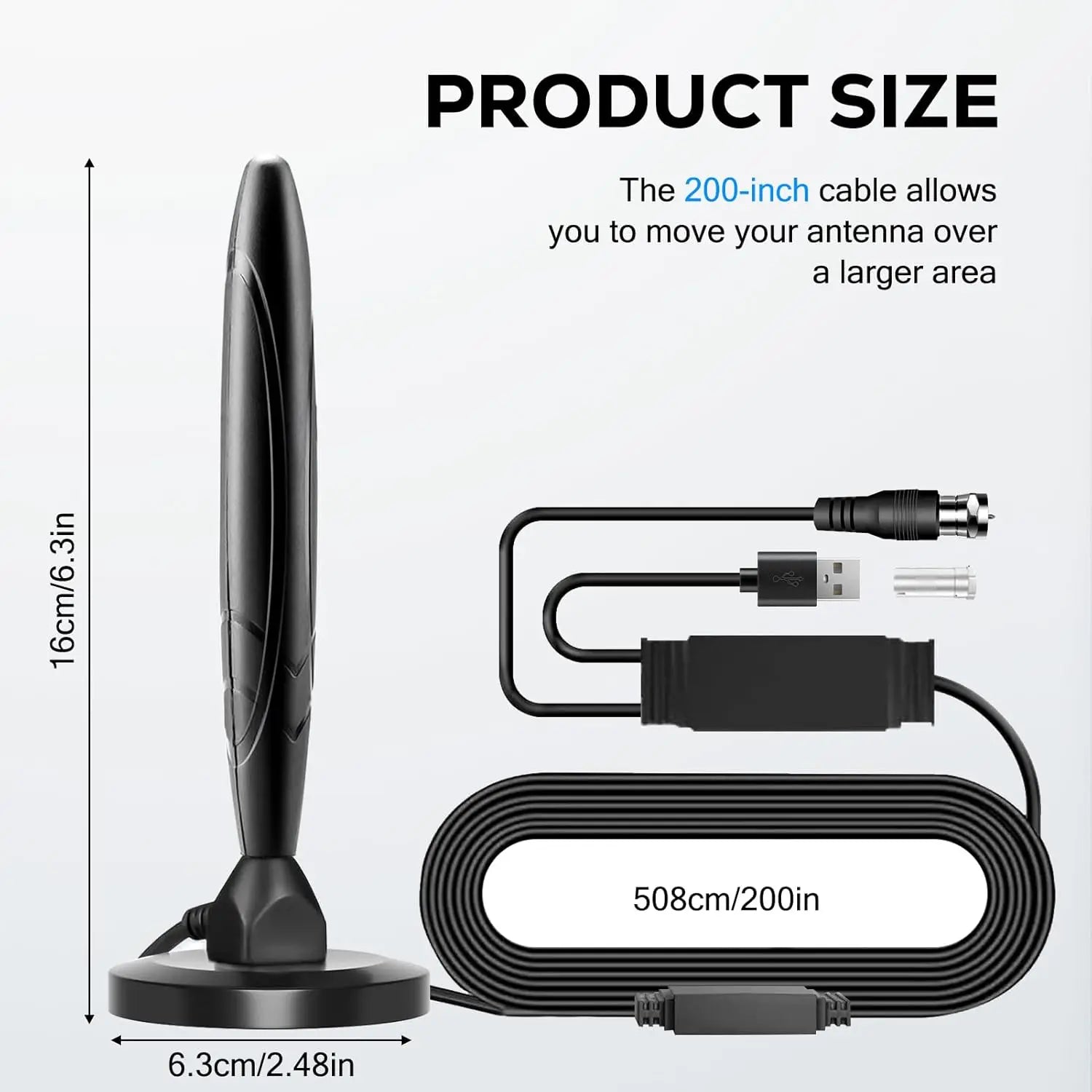 Dual-Amplification Magnetic USB Digital TV Antenna for DVB-T Terrestrial European And American Cross-Border Reception Oasis Select